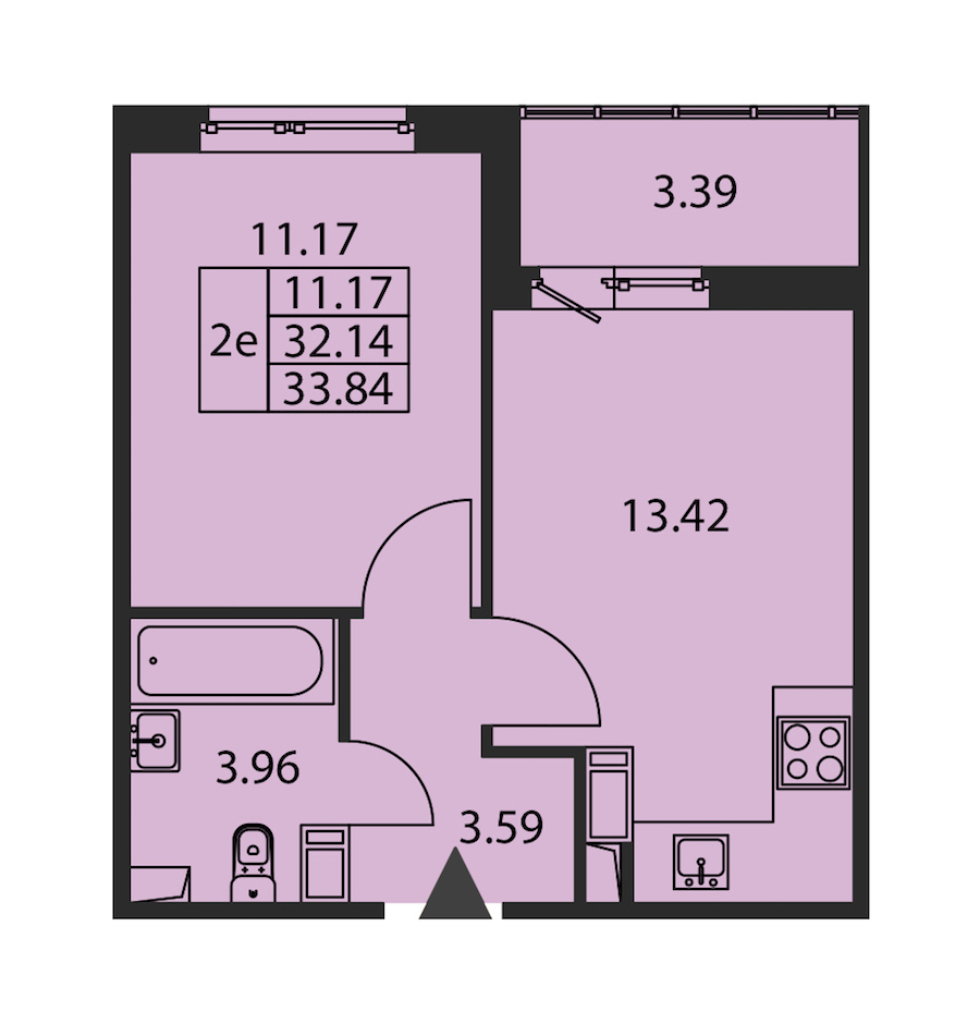 1-комнатная квартира 32.14 м², 7/12 эт., ЖК «Полис ЛАВрики»